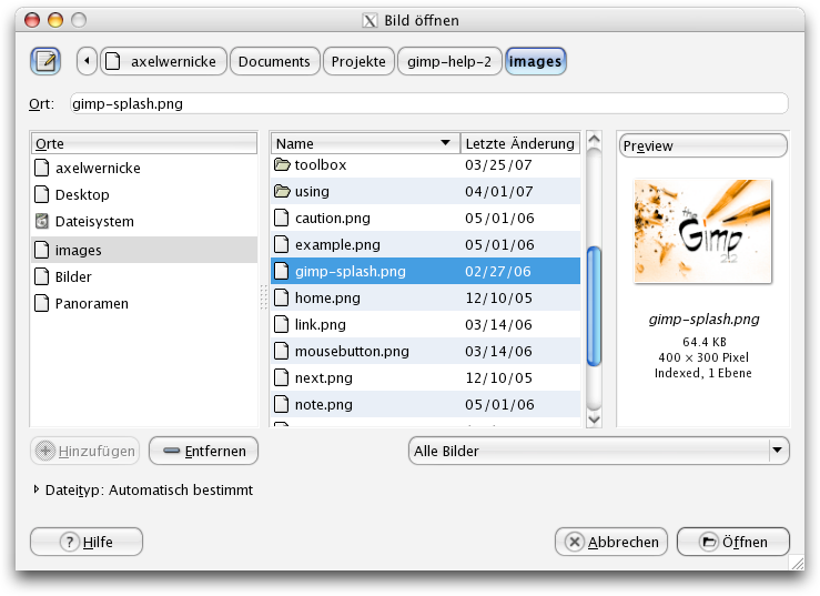 Der Dialog Bild öffnen.